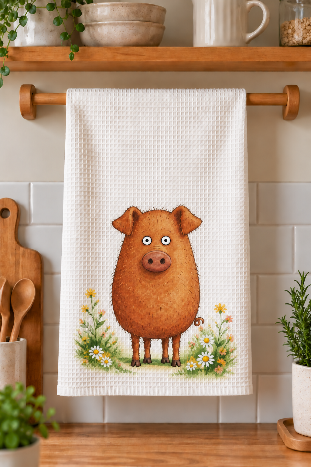 Brown Pig Tea Towel
