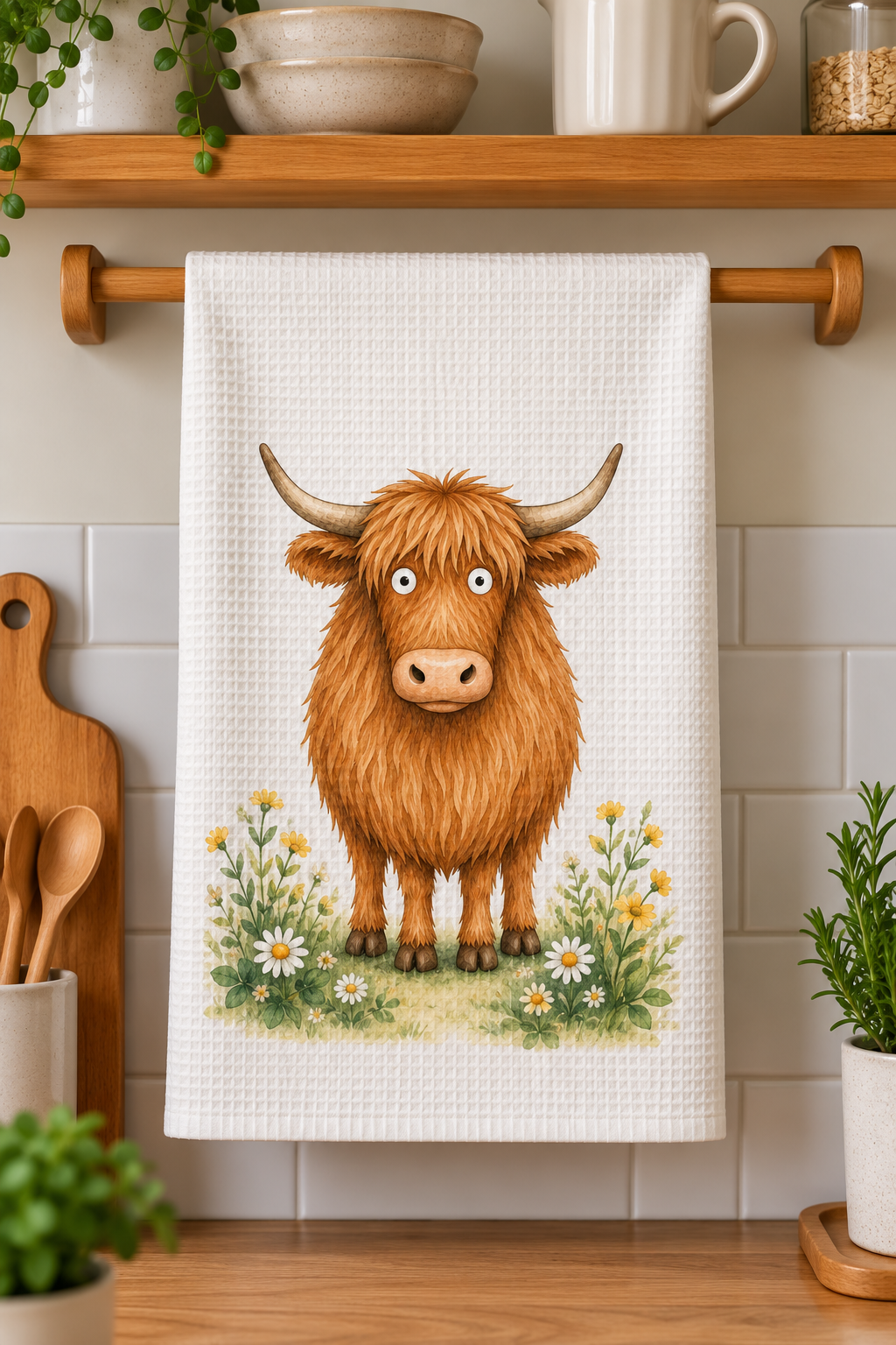 Highland Cow Tea Towel