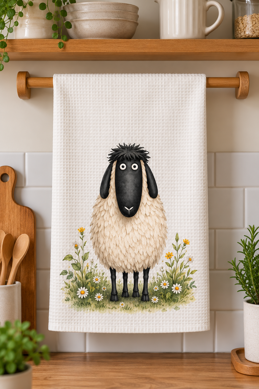 Sheepy Tea Towel