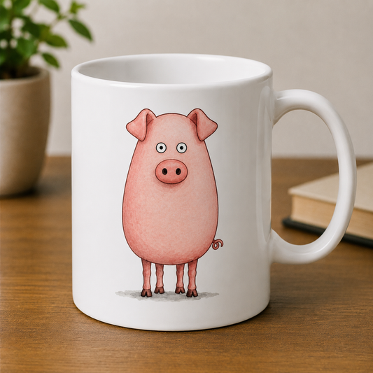 Pink Pig Character Mug
