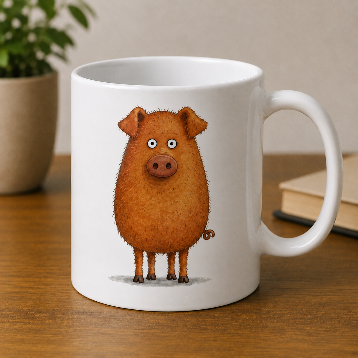 Brown Pig Character Mug
