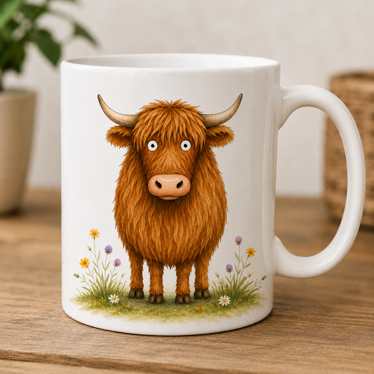 Highland cow character mug