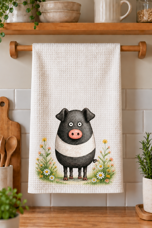 Striped Pig Tea Towel