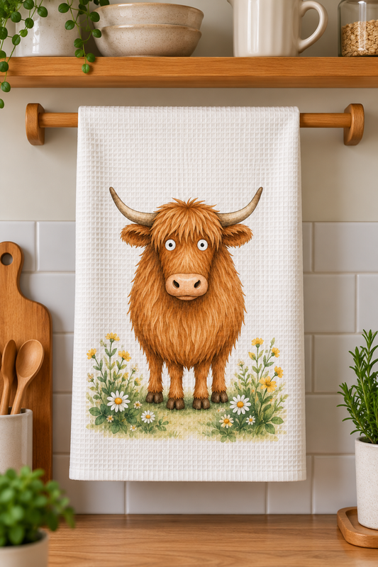 Highland Cow Tea Towel