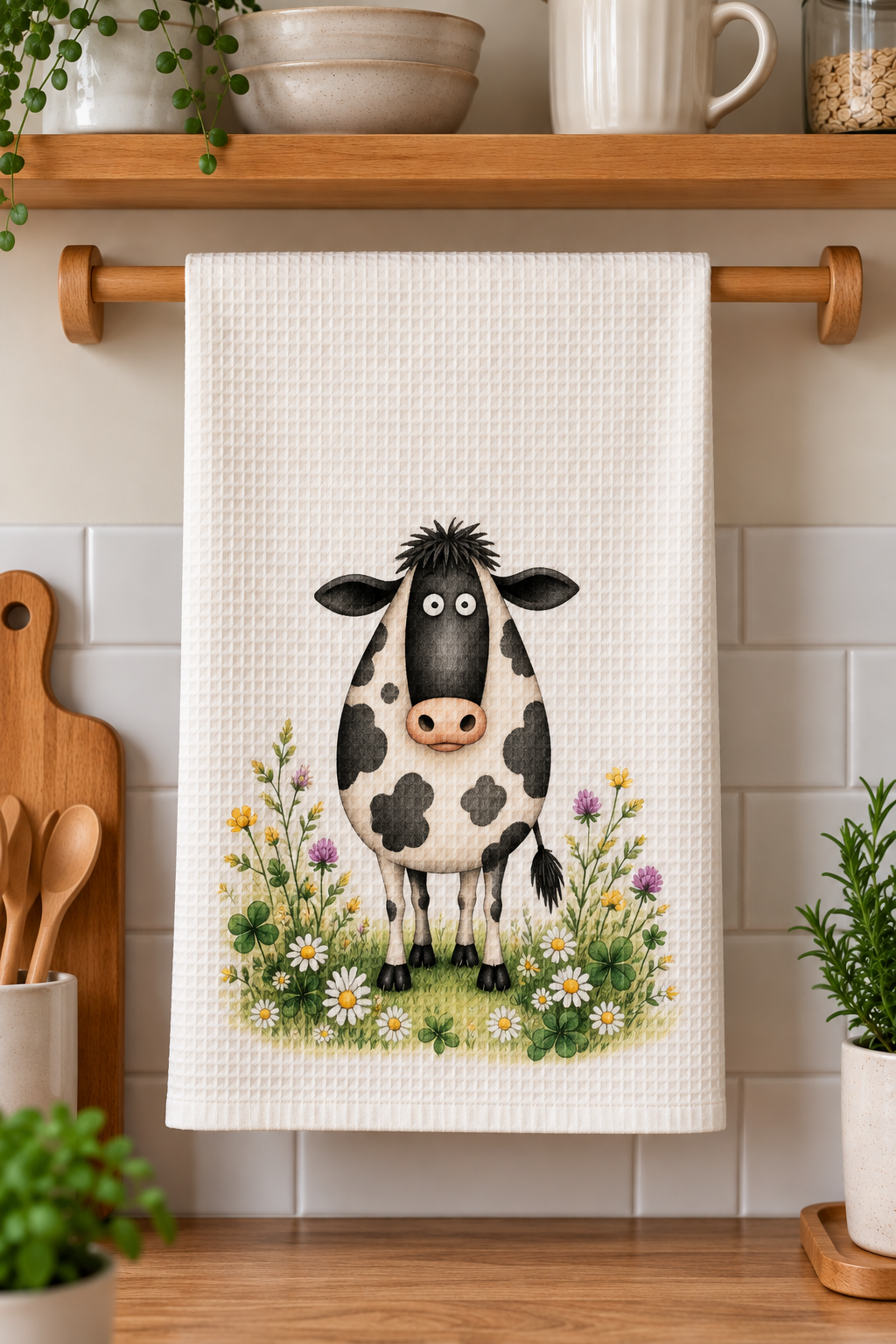 Black and White Cow Tea Towel