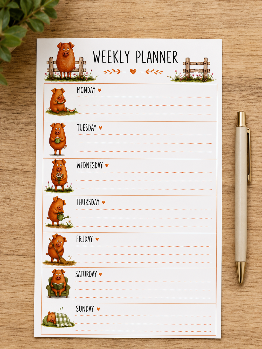 Piggy Weekly Planner
