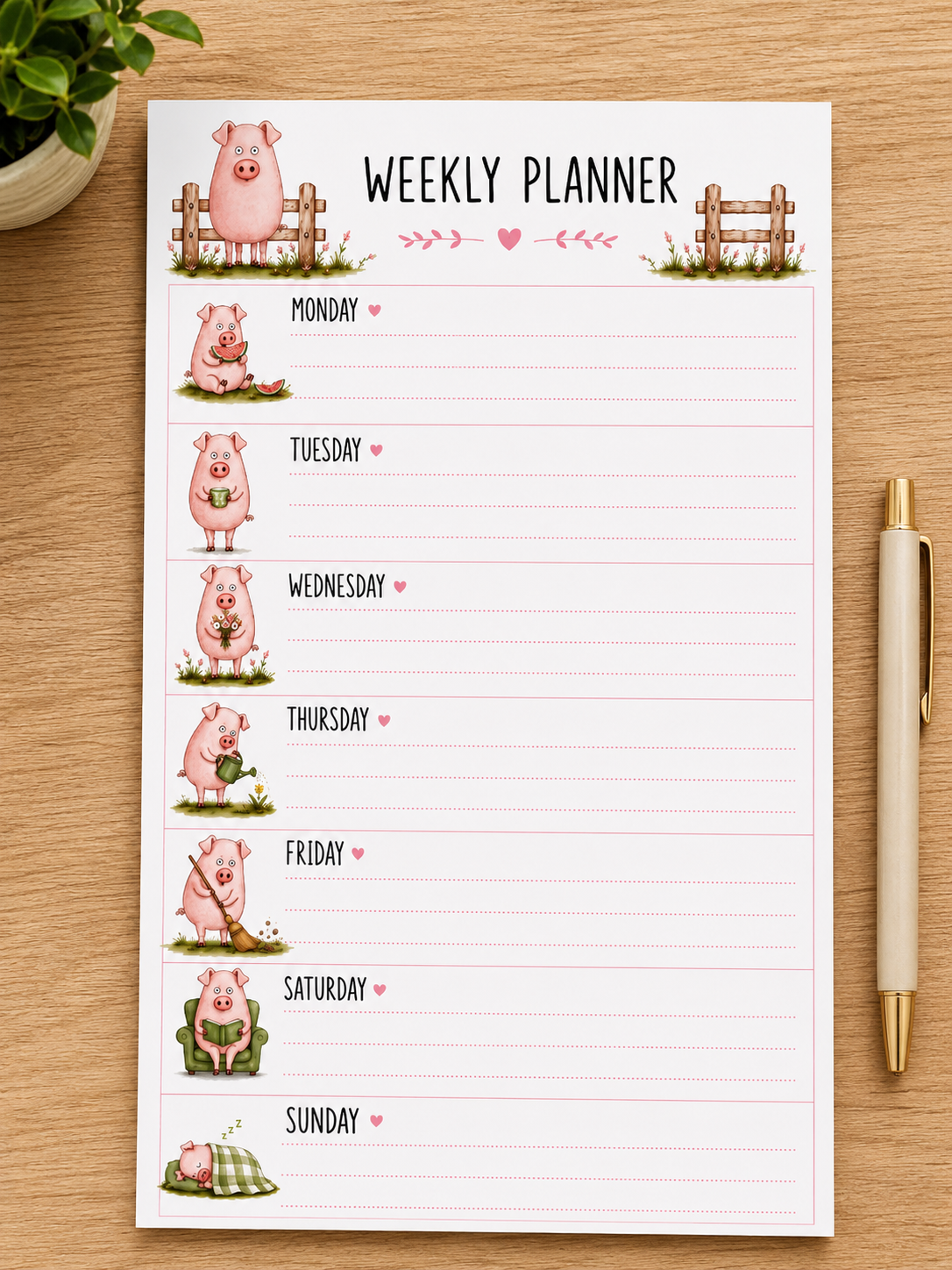 Piggy Weekly Planner